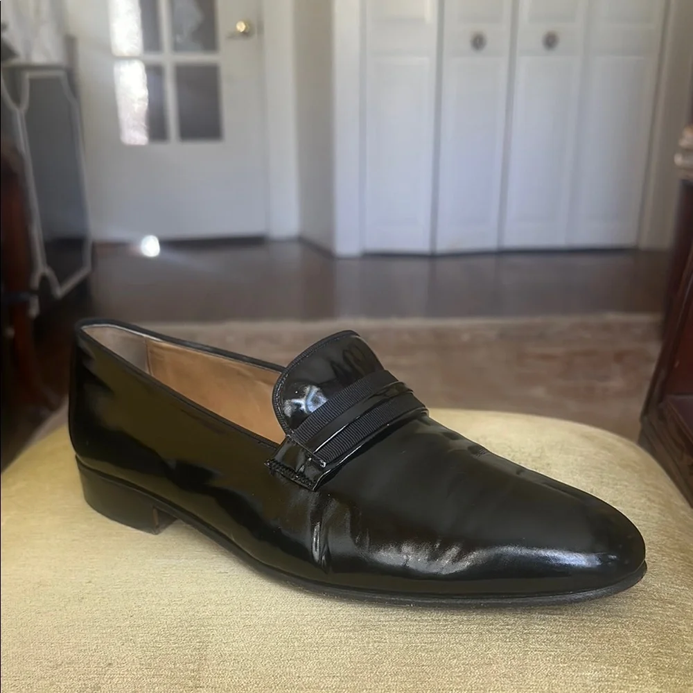 Mariano Black Patent Leather Dress Loafers Tuxedo Opera Shoes for Men Size 9